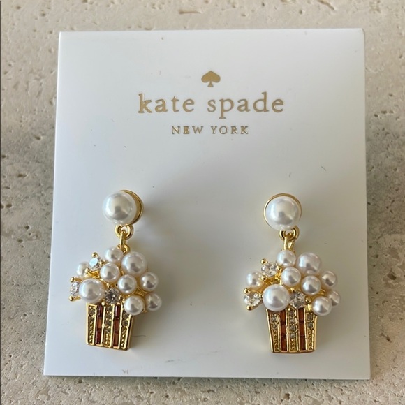 kate spade Jewelry - Kate Spade Gold and White 🍿 popcorn Earrings